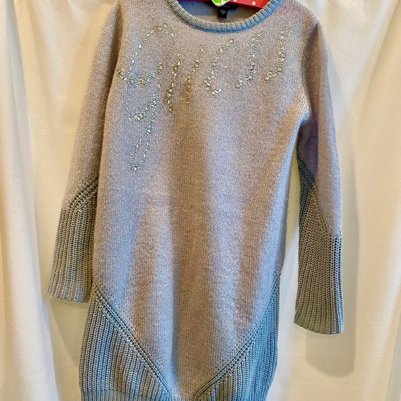 Guess RHINESTONE LOGO Winter Christmas Holidays SWEATER DRESS size 7 - Picture 2 of 11
